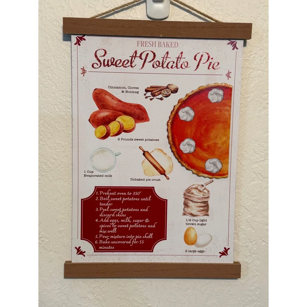 Greenbrier International Sweet Potato Pie Recipe Wall Decor Rustic Kitchen Art